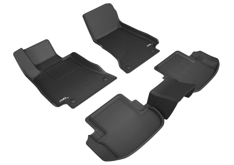 Mercedes-Benz E-Class Convertible Floor Mats - Front + Rear - 3D MAXpider - Kagu - Black - `18-`23